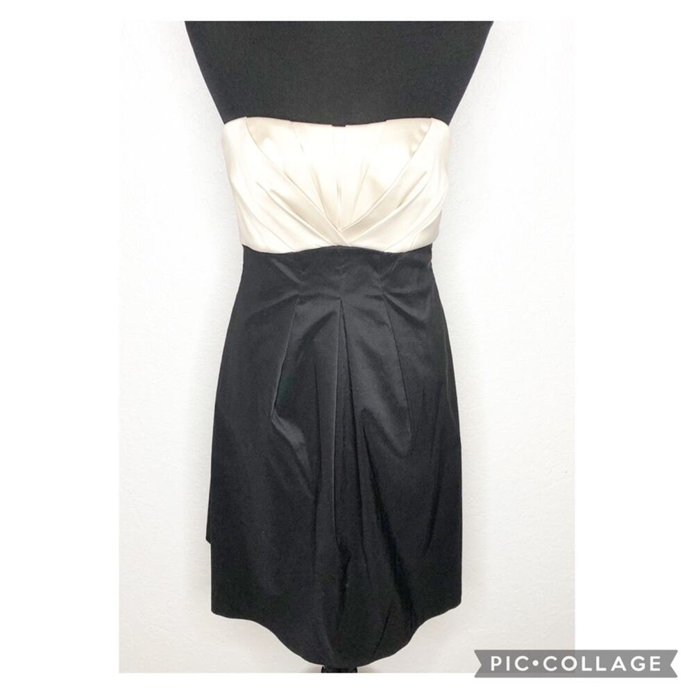 WHBM black and champagne strapless dress size 4